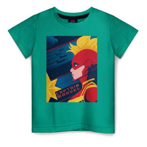 Детская футболка ВсеМайки Капитан Марвел Мстители, размер 140 в Детки