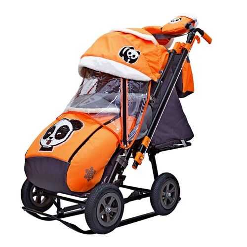 Санки-коляска SNOW GALAXY City-2-1 Панда на оранжевом в Детки